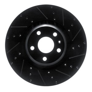 Audi TTS Quattro Brake Rotor (1) - Front Right - R1 Concepts - Drilled & Slotted - Black - `12-`15